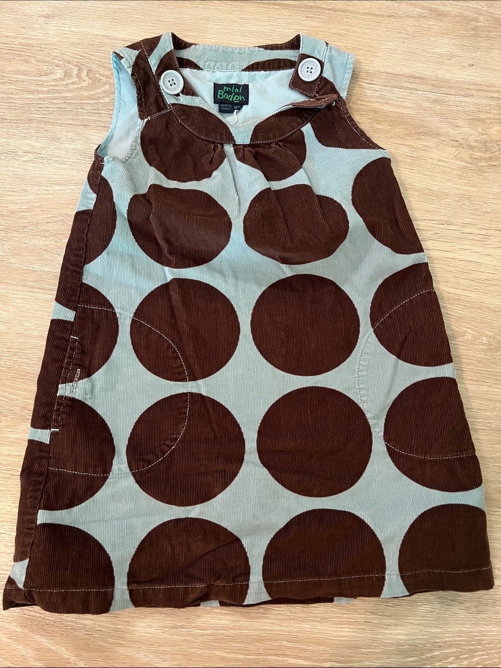 Mini Boden Brown Polka Dot Corduroy Dress
